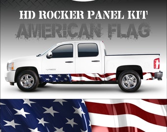 American Flag Rocker Panel Graphic Decal Wrap Truck SUV - 12" x 24FT