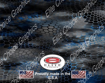 Chameleon Hex 2 Blue 15"x52" or 24"x52" Truck/Pattern Print Tree Real Camouflage Sticker Roll or Sheet