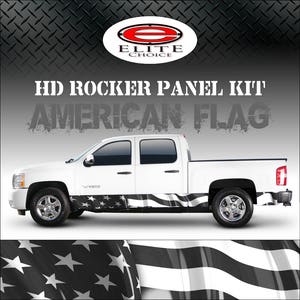 American Flag Black and White Rocker Panel Graphic Decal Wrap Truck SUV - 12&quot; x 24FT