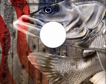 Ghost Walleye Fish Flag Wood Cornhole Wrap Bag Toss Decal  Skin Sticker Wraps Laminated or Non Laminated