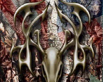 Deer Skull Wood Flag Camo Cornhole Wrap Bag Toss Decal  Skin Sticker Wraps Laminated or Non Laminated