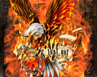 Sac d'emballage en bois de drapeau d'aigle de pompier