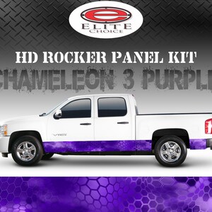 Chameleon Hex 3 Purple Camo Rocker Panel Graphic Decal Wrap Truck SUV - 12&quot; x 24FT