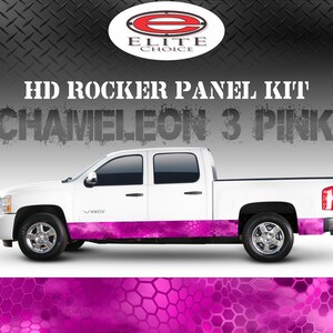 Chameleon Hex 3 Pink Camo Rocker Panel Graphic Decal Wrap Truck SUV - 12&quot; x 24FT
