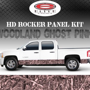 Wood Land Ghost Pink Camo Rocker Panel Graphic Decal Wrap Truck SUV - 12&quot; x 24FT