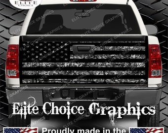 American Flag diamond plate truck tailgate vinyl graphic decal wraps
