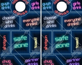 Neon Drinking Game Cornhole Wrap Bag Toss Decal  Skin Sticker Wraps Laminated or Non Laminated