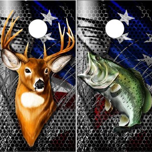 Bass Deer American Blades Cornhole TOPS UV Direct Print (Tops Only)