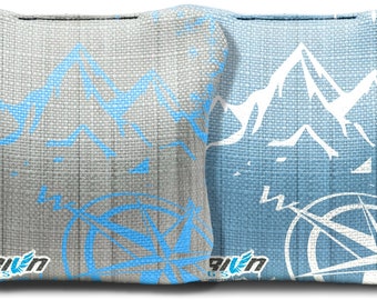 Snowland Mountain "Stick & Slick" Cornhole Bags - Tournament Style, Resin Filled FREE SHIPPING  (set of 8)