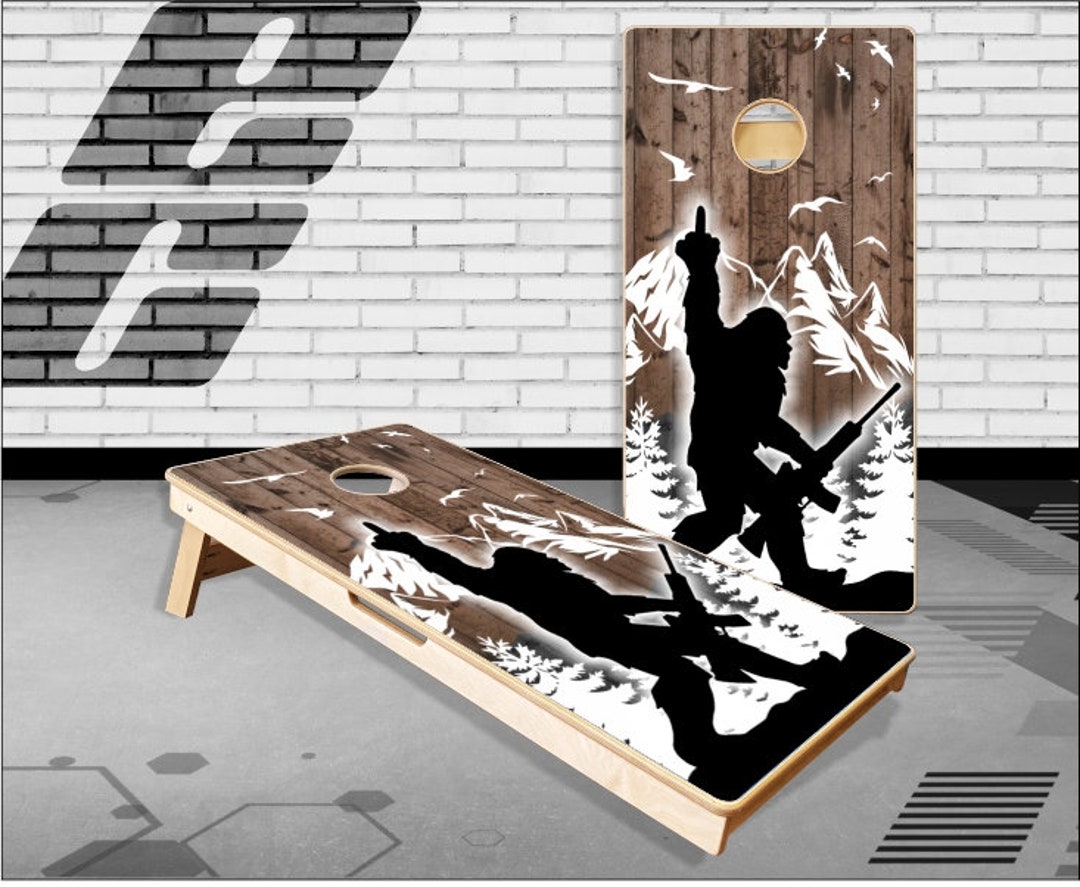 Bigfoot Gun Finger Wood Cornhole Boards Bag Toss Game With Bags - Etsy