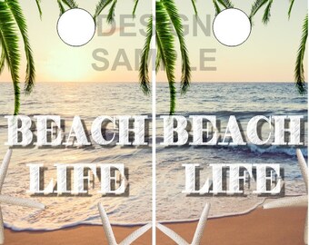 Beach Sunset Cornhole Wrap Bag Toss Decal Sticker Skin Wraps plastifié ou non plastifié