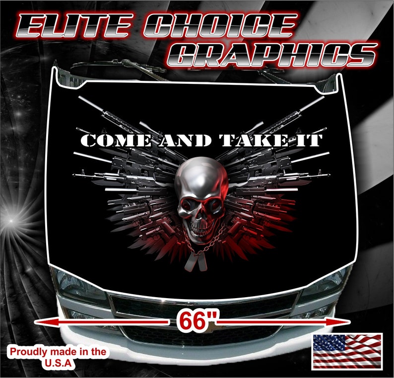 Skull Gun Rights 2nd Amendment Vinyl Hood Wrap