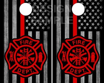 Sac d'emballage en cornhole en bois gris brûlé, fine ligne rouge, autocollant pour peau, plastifié ou non