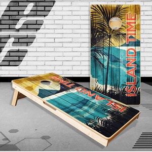 Island Time Beach Cornhole Boards Bag Toss  Game With Bags