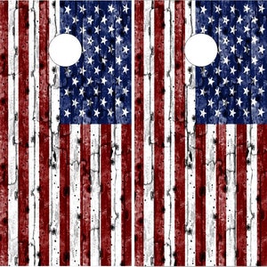 American Flag Wood2 Cornhole Wrap Bag Toss Decal  Skin Sticker Wraps Laminated or Non Laminated