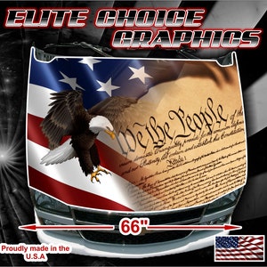 Eagle constitution American Flag Vinyl Hood Wrap Bonnet Decal Sticker Graphic Universal Fit