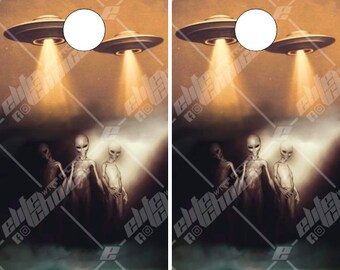 Aliens Cornhole Wrap Bag Toss Decal  Skin Sticker Wraps Laminated or Non Laminated
