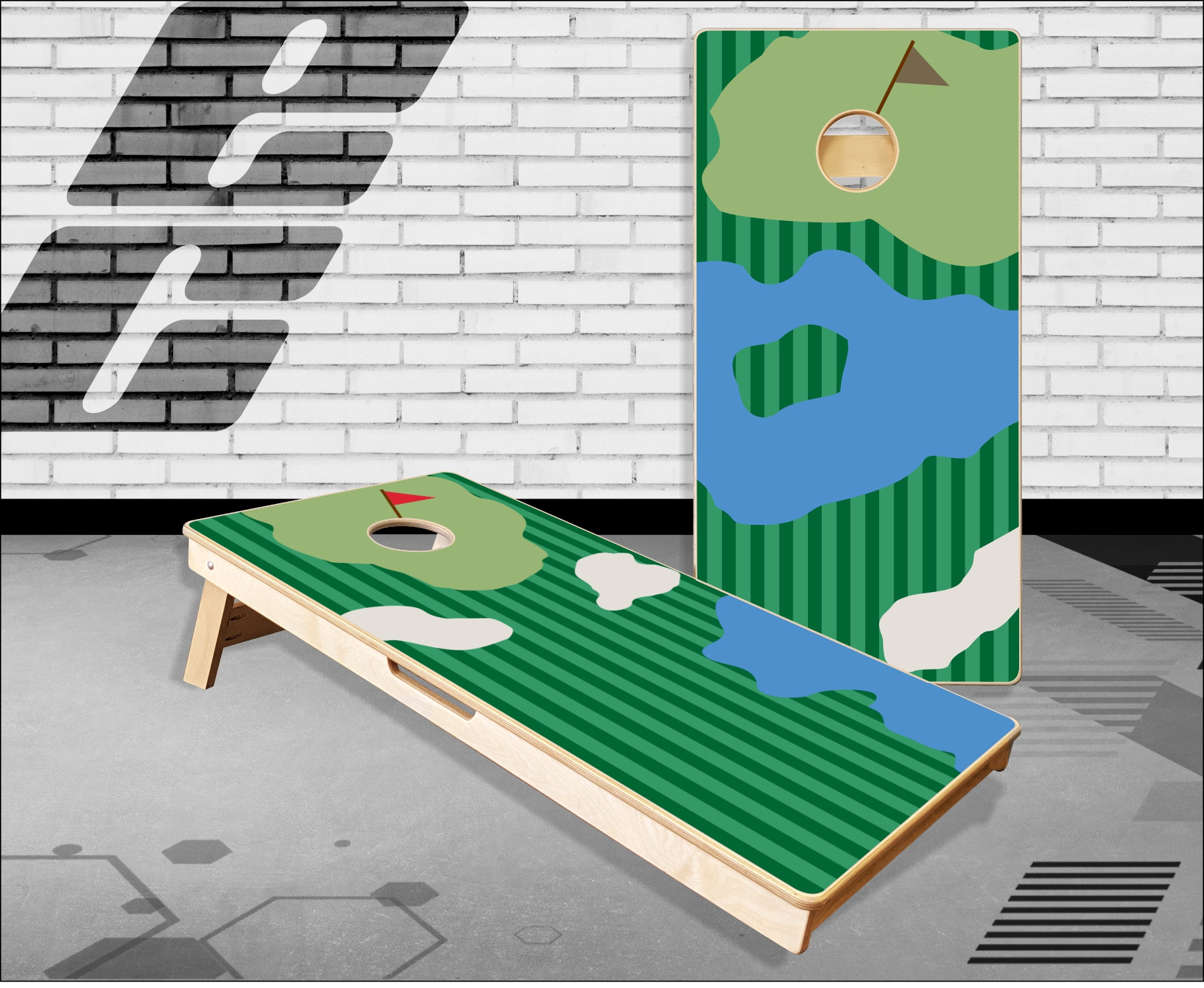 Golf Course Cornhole Boards Bag Toss Game With Bags