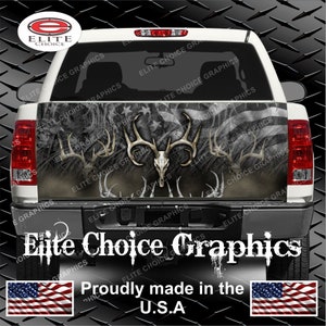 American Deer Buck Skull Flag Truck Tailgate Wrap Vinyl Graphic Decal Sticker Wrap