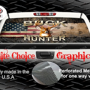 Wicked Wire Deer Buck Hunt Camo Flag Rear Window Graphic Tint Decal Sticker Truck SUV Van Car
