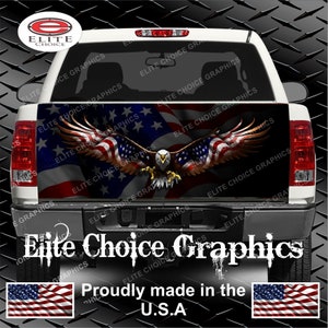Patriotic American Flag Eagle Truck Tailgate Wrap Vinyl Graphic Decal Sticker Wrap