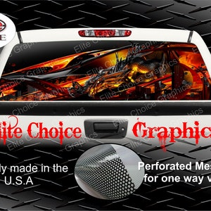 Dragon Flames Rear Window Graphic Tint Decal Sticker Truck SUV Van Car