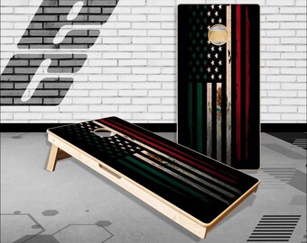 Mexican American Flag Cornhole Boards Bag Toss  Game With Bags