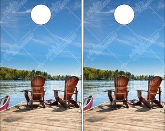Lake Chairs Cornhole Wrap Bag Toss Decal Sticker Skin Wraps plastifié ou non plastifié
