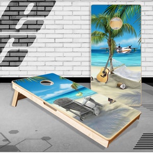 Beach Theme Plane Cornhole Boards Bag Toss  Game With Bags