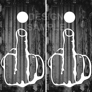 Middle Finger Cornhole Wrap Bag Toss Decal  Skin Sticker Wraps Laminated or Non Laminated