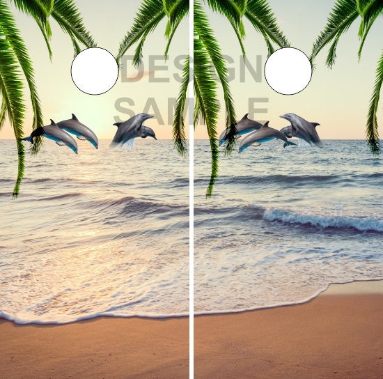 thumbnail image 2 of Miami Dolphins Diamond Plate Cornhole Board Vinyl Decal Wrap - Miller Graphics 2 of 3
