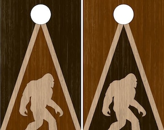 Bigfoot Stained Wood Cornhole Wrap Bag Toss Decal  Skin Sticker Wraps Laminated or Non Laminated