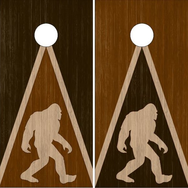 Bigfoot Stained Wood Cornhole Wrap Bag Toss Decal Baggo Skin Sticker Wraps Laminated or Non Laminated