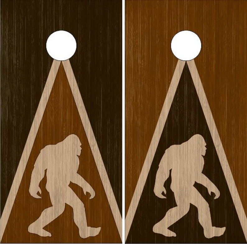 Bigfoot Stained Wood Cornhole Wrap Bag Toss Decal Baggo Skin Sticker Wraps Laminated or Non Laminated image 1