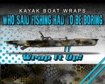 Chameleon Hex 2 Yellow Camo Kayak Vinyl Wrap Kit Graphic Decal/Sticker 12ft and 14ft