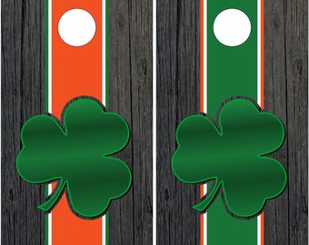 Irish Clover Wood Cornhole Wrap Bag Toss Decal Baggo Skin Sticker Wraps Laminated or Non Laminated