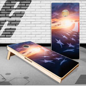 American Flag Sunset Cornhole Boards Bag Toss  Game With Bags