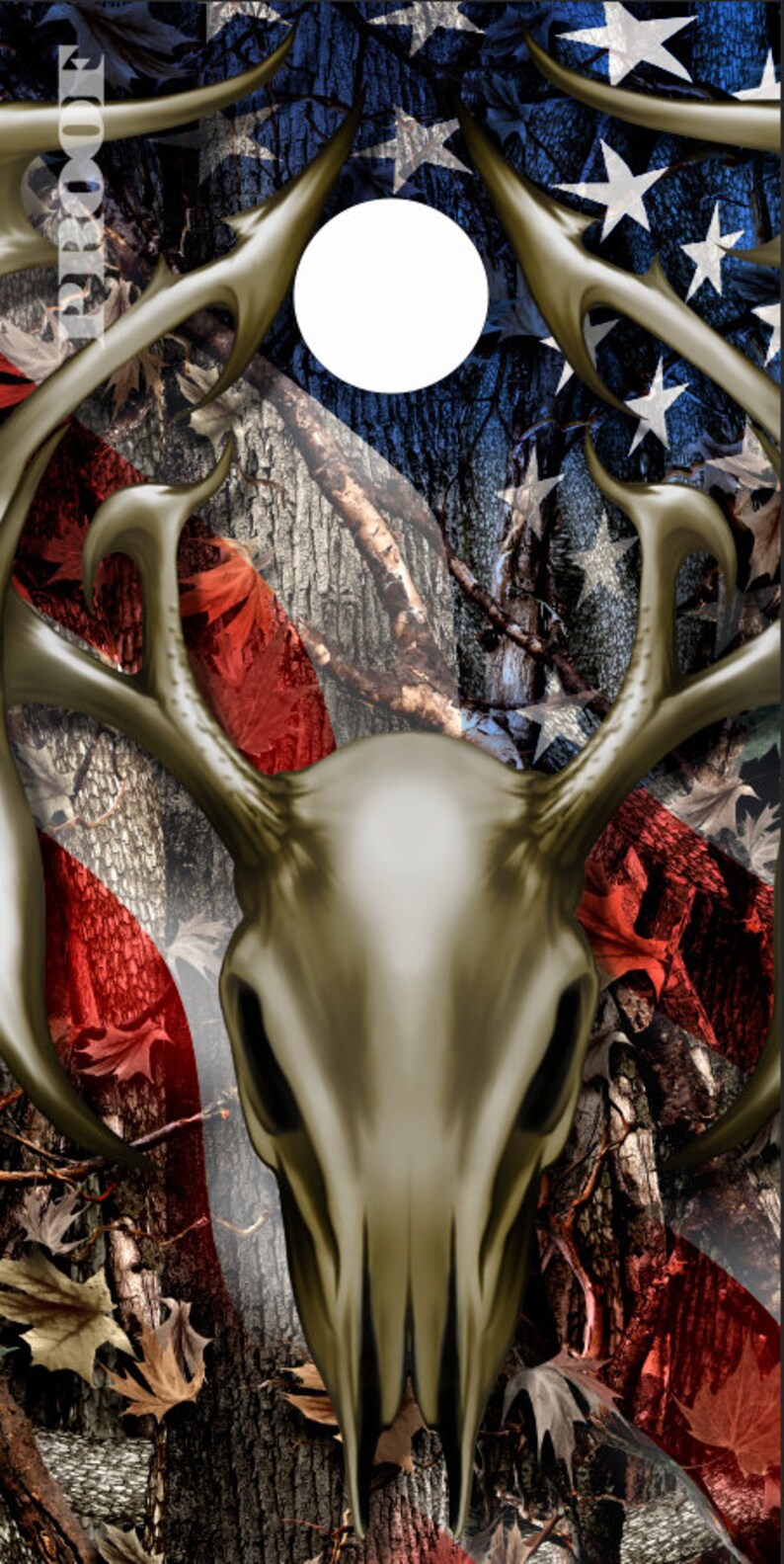 Tribal Buck Skull Flag Camo LAMINATED Cornhole Wrap Bag Toss Decal Baggo Skin Sticker Wraps