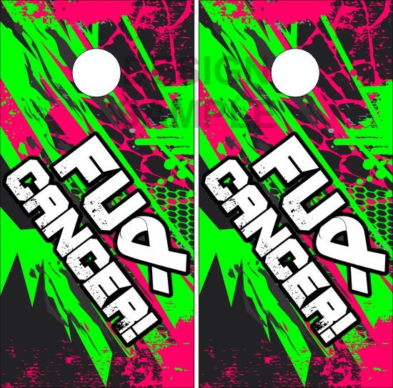 Fck Cancer Splatter Cornhole Wrap Bag Toss Decal  Skin Sticker Wraps Laminated or Non Laminated