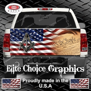 Free Mason American Flag Truck Tailgate Wrap Vinyl Graphic Decal Sticker Wrap