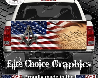 Free Mason drapeau américain camion hayon Wrap vinyle graphique autocollant autocollant Wrap