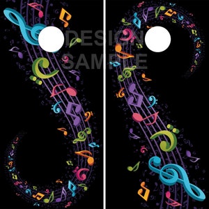 Music Notes Cornhole Wrap Bag Toss Decal  Skin Sticker Wraps Laminated or Non Laminated