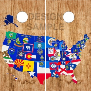 United States Wood Cornhole Wrap Bag Toss Decal  Skin Sticker Wraps Laminated or Non Laminated