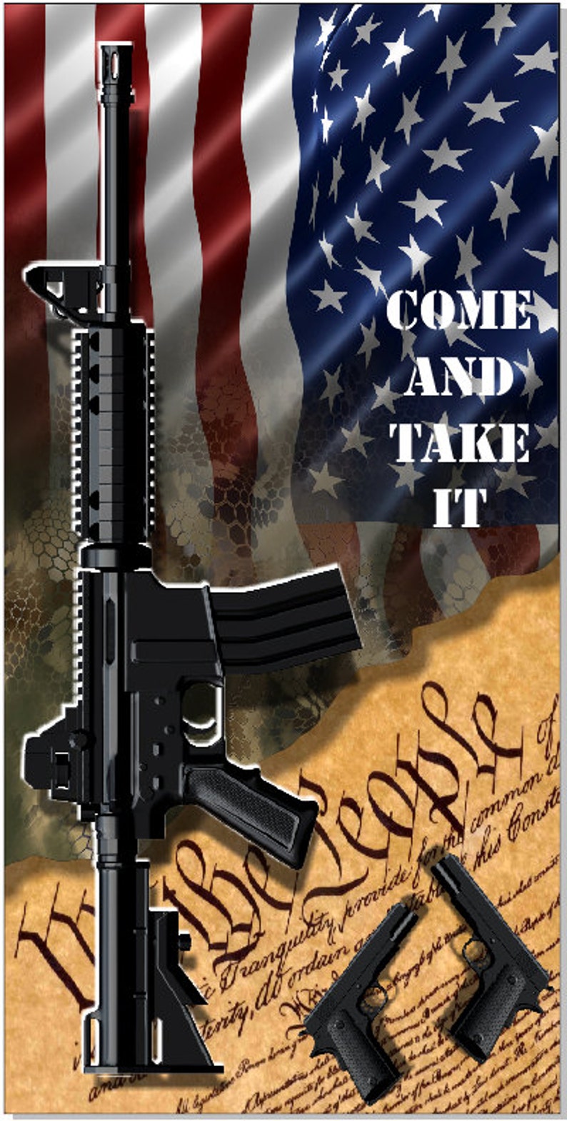 American Flag Gun Rights Cornhole Wrap Bag Toss Decal Baggo Skin Sticker Wraps Laminated or Non Laminated image 1