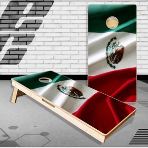 Mexican Flag Wavy Cornhole Boards Bag Toss  Game With Bags