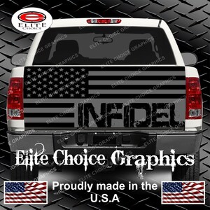 Infidel Military America Flag 2 Truck Tailgate Wrap Vinyl Graphic Decal Sticker Wrap