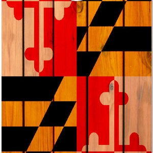 Maryland Flag Wood Planks Cornhole TOPS UV Direct Print (Tops Only)