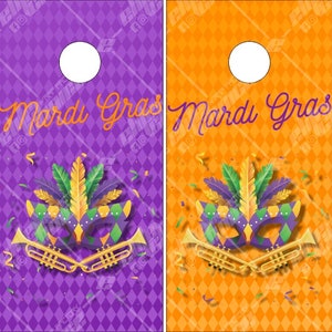 Mardi Gras Cornhole Wrap Bag Toss Decal  Skin Sticker Wraps Laminated or Non Laminated