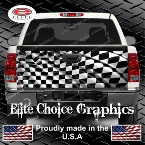 Racing Checkered Flag Truck Tailgate Wrap Vinyl Graphic Decal Sticker Wrap