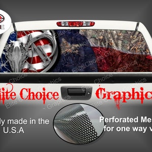 American Deer Hunter Texas Flag Camo Rear Window Graphic Tint Decal Sticker Truck SUV Van Car